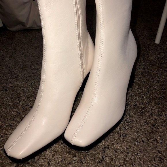White Faux Leather Heeled Boot - Picture 3 of 3